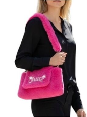 Juicy Couture Free Love Hot Pink Faux Fur Shoulder Bag
Rhinestone Logo Y2K